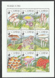 Gambia 1994-Flora,ciuperci,bloc 9 valori dantelate,MNH,Mi.1973-1981KB