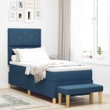 vidaXL Pat cu arcuri cu saltea albastru 80 x 200 cm țesătură