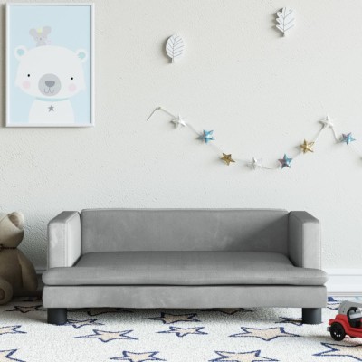 vidaXL Canapea pentru copii, gri deschis, 80x45x30 cm, catifea foto