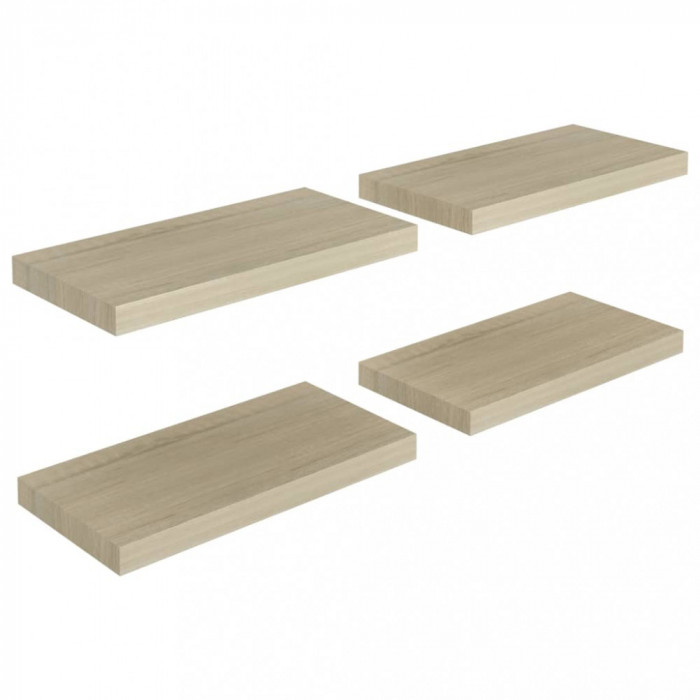 Rafturi de perete suspendate, 4 buc., stejar, 50x23x3,8 cm, MDF