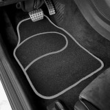 Set 4 Covorase auto din Mocheta, model Universal, culoare Negru cu margine Gri,