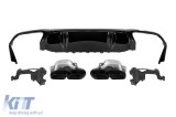 Difuzor tip E63 GT cu capete negre pentru bara spate A Design potrivit pentru Mercedes E-Class W213 dupa 2021 -oo--oo-, garnitura neagra Performance A