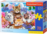Puzzle 70 piese Kittens with Flowers, castorland