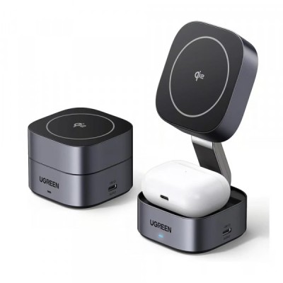 Incarcator Retea Wireless UGREEN W702 3in1, 20W, 1.67A, 1 x USB-C, Negru foto