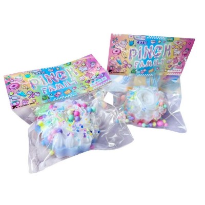 Jucarie antistres squishy, flippy, cu revenire lenta, model prajitura, 8x8 cm, 90g, ambalaj transparent, multicolor foto