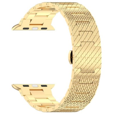 Curea pentru Apple Watch 1/2/3/4/5/6/7/8/9/SE/SE 2/Ultra/Ultra 2 (42/44/45/49mm) - Techsuit Watchband (W052) - Gold foto