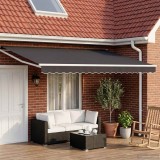 vidaXL Marchiza electrica retractabila 4,5x3m Antracit cu panouri solare si telecomanda pentru gradina