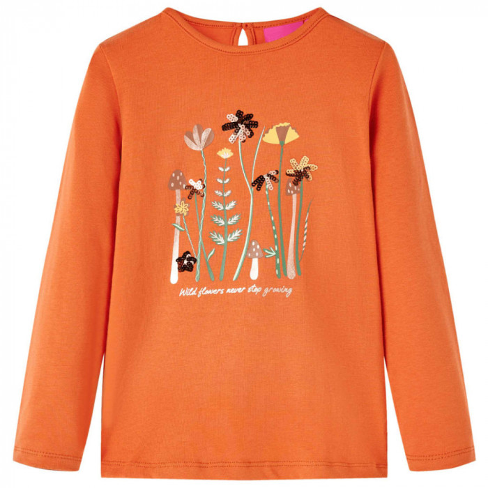 Tricou pentru copii cu maneci lungi, portocaliu ars, 92 GartenMobel Dekor