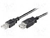Cablu USB A mufa, USB A soclu, USB 2.0, lungime 3m, negru, Goobay - 68904