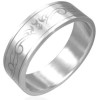 Inel din oțel inoxidabil - suprafață mată, simbol tribal - Marime inel: 67