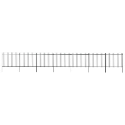 vidaXL Gard de grădină cu v&amp;acirc;rf suliță, negru, 11,9 m, oțel foto