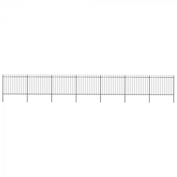 vidaXL Gard de grădină cu v&acirc;rf suliță, negru, 11,9 m, oțel