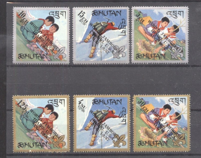 Bhutan 1967 Scouting World jamboree overprint Mi.155-160 MNH U.075