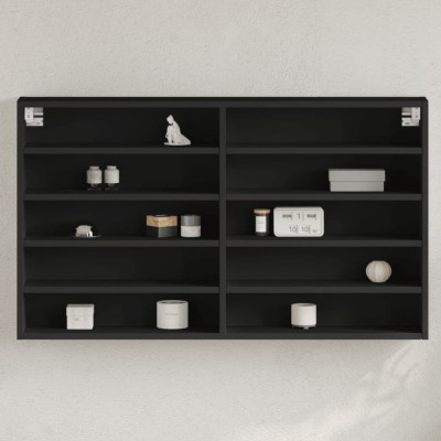 Gossi dulap cu vitrina, negru, 100x15x58 cm, lemn prelucrat foto