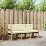 vidaXL Set Canapele Exterior Lemn Acacia Alb Crem 3 Piese Pernă Gradina Mobila
