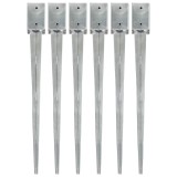 vidaXL Țăruși Sol 9x9x90cm, 6 Buc, Oțel Galvanizat Argintiu, Fixare Gard, Boltă