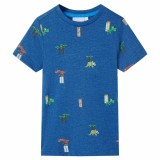 Tricou pentru copii, albastru &icirc;nchis melanj, 128, vidaXL