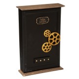 Cutie chei Atmosphera Nikolai cu 9 carlige, MDF si decor vintage seif, 27x38 cm, negru Household NewTrend