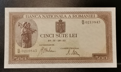 Rom&amp;acirc;nia 500 Lei 1942 Aprilie UNC diferite serii foto