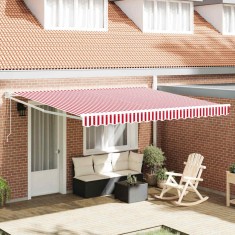 vidaXL Cortina Retractabilă Roșu și alb 400 &times; 300 cm Poliester 3330552