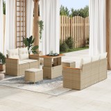Set de Sofa de Grădină vidaXL cu 8 Piese și Perne Bej Ratan Polimer Acacia