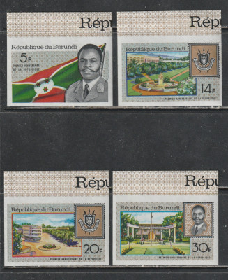 Burundi 1967 - Prima Aniversare a Republicii NEDANTELATE 4v MNH foto