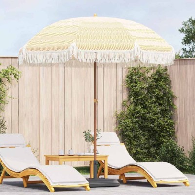 vidaXL Umbrelă de soare Galben și alb &amp;Oslash; 205 x 209 cm Oțel 42006680 foto