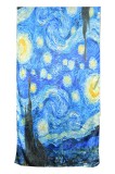 Esarfa tip sal doua fete pictata, Dacali, matase, NS albastru, Multicolor, Marime universala