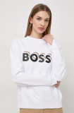 BOSS hanorac de bumbac femei, culoarea alb, cu imprimeu 50508499