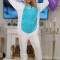 PJM154-22 Pijama pufoasa intreaga cu model Blue Rabbit