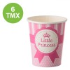 Set Pahare Carton, Model Little Princess, Roz Fucsia cu Buline, Capacitate 270 ml, 6 Bucăți, Oem