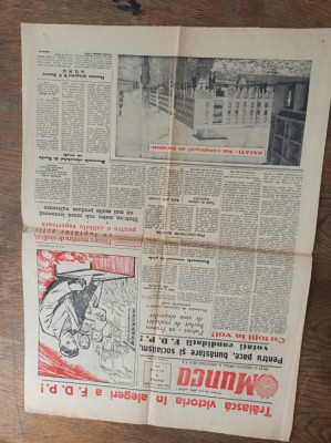 ZIARUL &amp;#039;&amp;#039;MUNCA&amp;#039;&amp;#039;, 1961* 5 MARTIE ** GALATI ,NOI CONSTRUCTII DE LOCUINTE, TRAIASCA VICTORIA IN ALEGERI F.D.P. ! foto