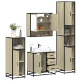 vidaXL Set de mobilier de baie din 4 piese din lemn de stejar Sonoma 3301226