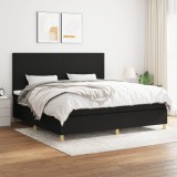 VidaXL Pat box spring cu saltea, negru, 200x200 cm, textil 3142203
