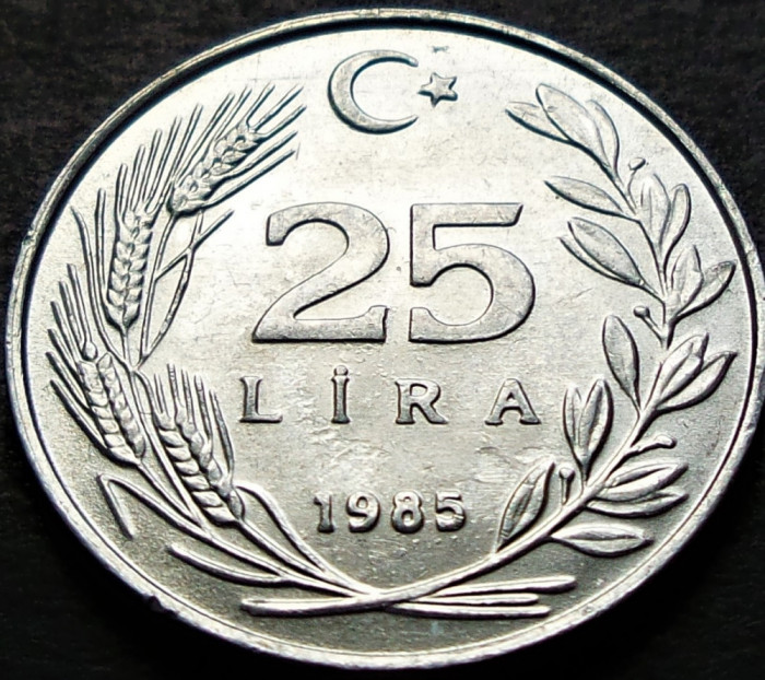 Moneda 25 LIRE - TURCIA, anul 1985 * cod 883 A = A.UNC+
