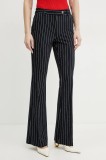 Fracomina pantaloni femei, culoarea albastru marin, evazati, high waist, FR25SVA004W761D4