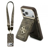 Husa MagSafe pentru Apple iPhone 18 Pro / 17 Pro, Guess, 4G Cardslot &amp; Big Strap, Maro