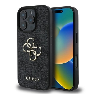 Husa pentru iPhone 16 Pro - Guess Hardcase 4G Big Logo (GUHCP16L4GMGGR) - Black foto