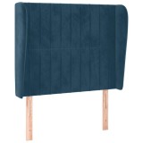 Cumpara ieftin Tablie pat cu aripioare albastru inchis 93x23x118/128cm catifea