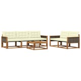 vidaXL Set de canapele de exterior cu pernă 6 pcs Natural și Crem 3381242