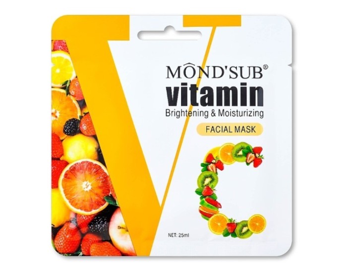 Mască facială cu vitamina C, iluminare și hidratare, 25 ml, 24 bucăți
