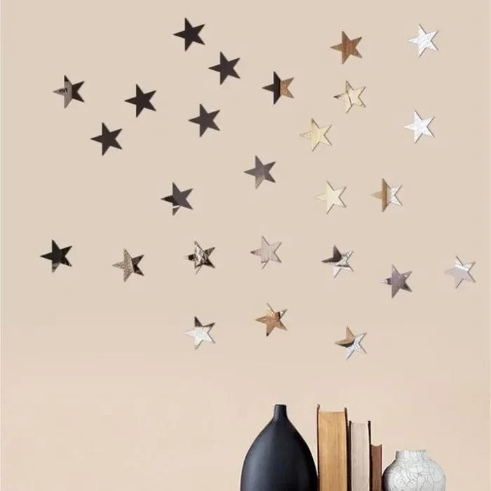 Set 100 Oglinzi Acrilice Autoadezive, Model STELUTE, 4x4 cm, Silver - Ideale pentru decorarea peretilor