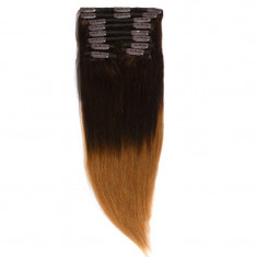 Clip-On Par Natural MegaVolum 50cm 240gr Ombre Castaniu/Blond Miere #T2/27 foto