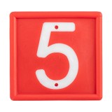 Cifre marcaj animale Kerbl, Nr 5, rosii cu cifre albe, set 10 buc, plastic, 45x45mm