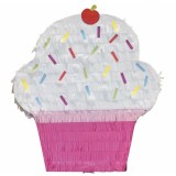 Accesorii pentru petrece Pinata in forma de prajitura din carton si hatie, multicolo, pentru copii + 5 ani, ATS