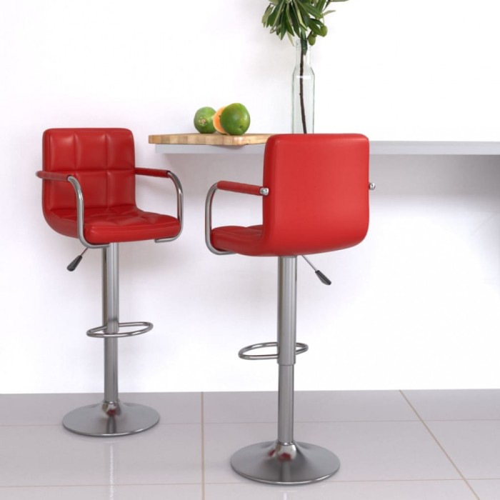 vidaXL Scaune de bar, 2 buc., roșu vin, piele ecologică 334599