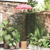 vidaXL Parasol Balinez Roz (90-100) x 260 cm Bumbac și lemn masiv 42006468