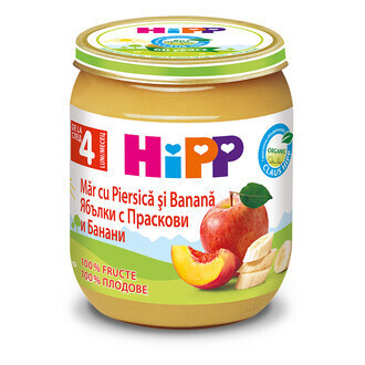 Piure banane, piersici si mere eco 125gr hipp