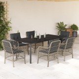 VidaXL Set mobilier de grădină cu perne, 7 piese gri deschis poliratan