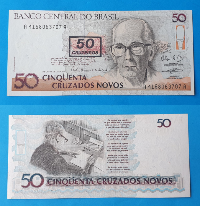 Bancnota veche - Brazil Brazilia 50 Cruzeiros - in stare foarte buna